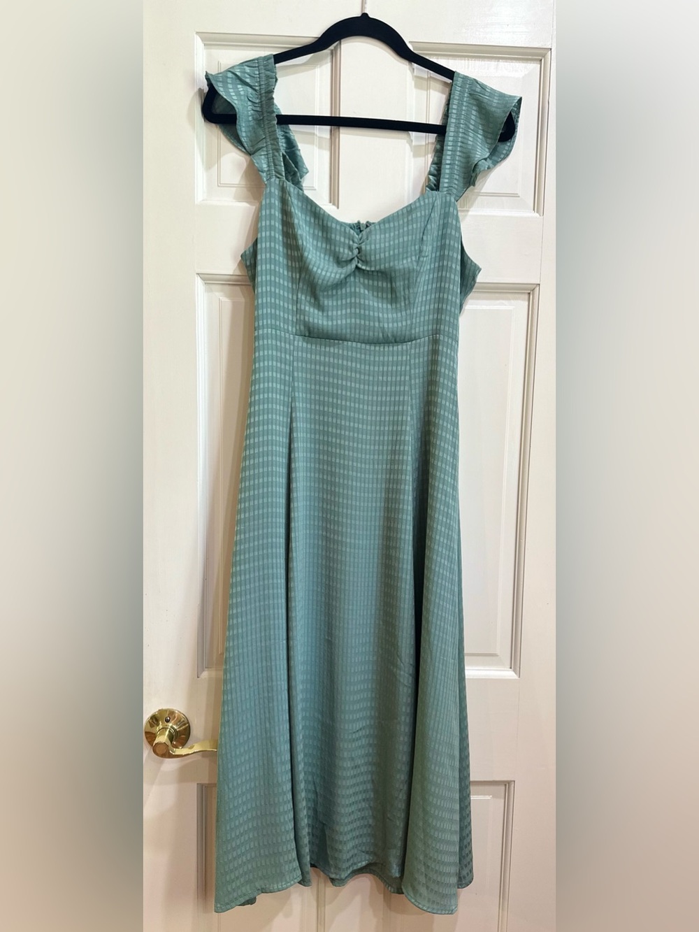 LUSH Teal Sleeveless Ruffle Sleeve Midi Dress Women's XS Summer NWT Cocktail
